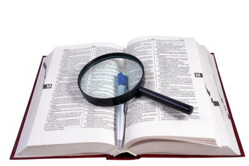 Dictionary and magnify glass