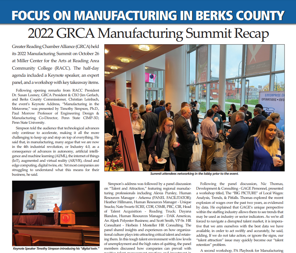 Focus on Manufacturing in Berks County: 2022 GRCA Manufacturing Summit Recap